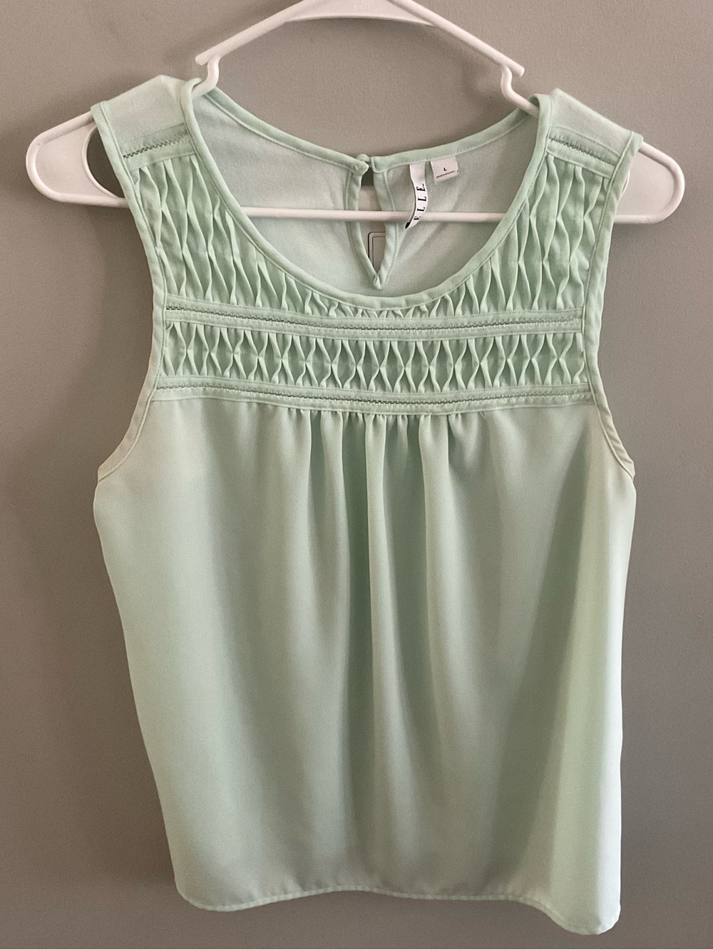 Sleeveless Smocked Yoke Tank Top - LIGHT MINT by Elle
